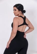 Macacão Fitness Longo Preto Costas Nadador