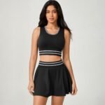 Conjunto Fitness Short Saia e Top Listras